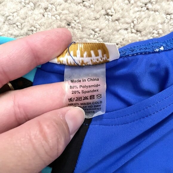 Beach Bunny Bronze Blue Bikini Bottoms Zipper Detail Women’s Size Large - Picture 4 of 7